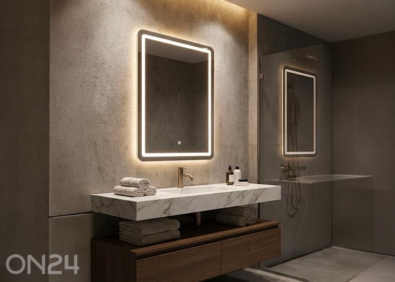 Seinapeegel LED 60x80 cm, hõbedane suurendatud