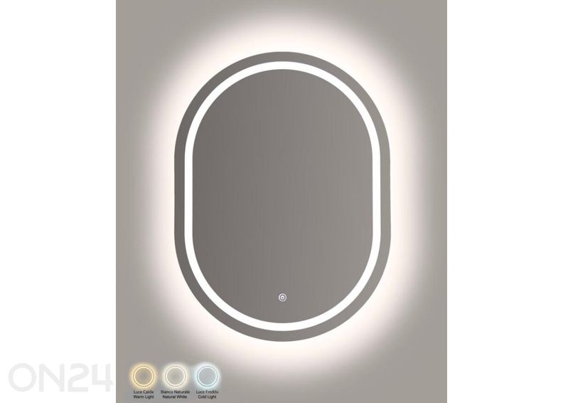 Seinapeegel LED 60x80 cm, hõbedane suurendatud