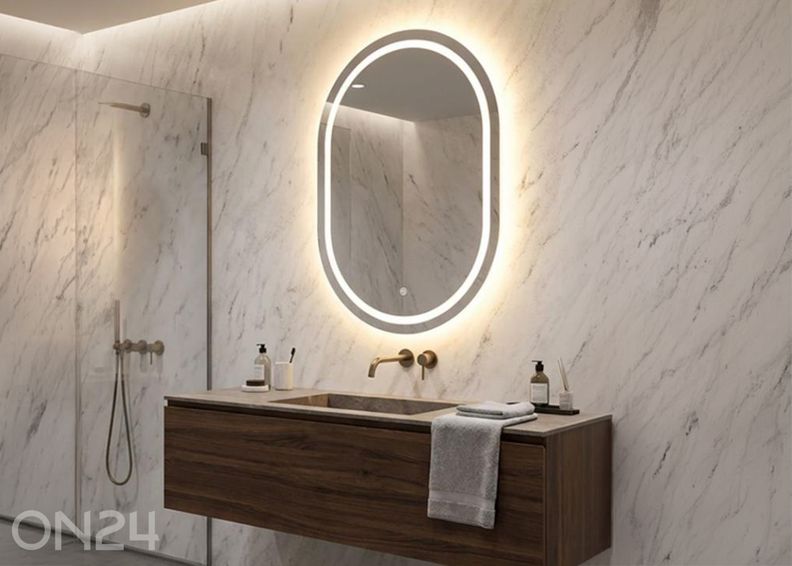 Seinapeegel LED 60x80 cm, hõbedane suurendatud