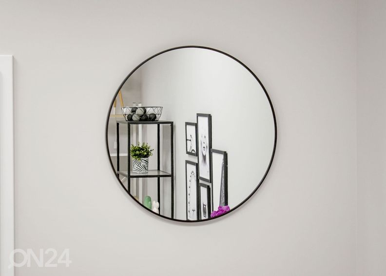 Seinapeegel, must Ø70 cm suurendatud