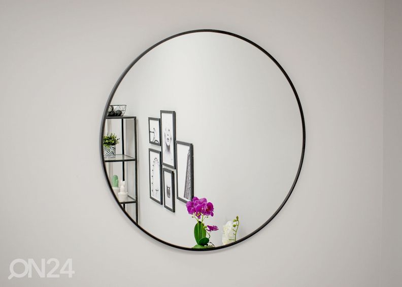 Seinapeegel, must Ø70 cm suurendatud