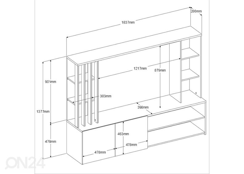 Sektsioon / tv-alus Shade 184 cm suurendatud