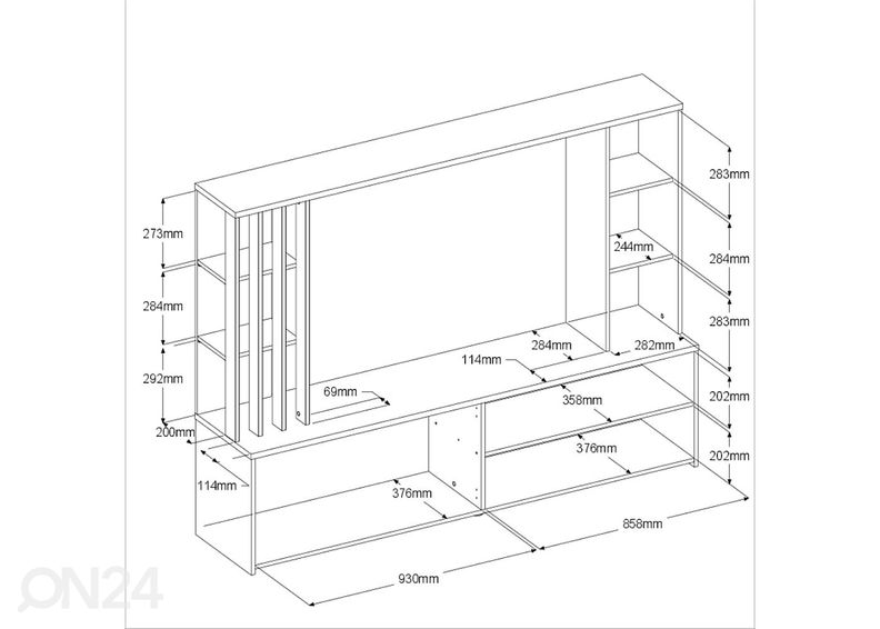 Sektsioon / tv-alus Shade 184 cm suurendatud