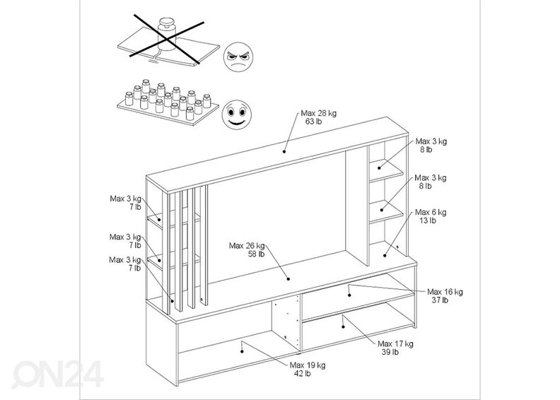 Sektsioon / tv-alus Shade 184 cm suurendatud