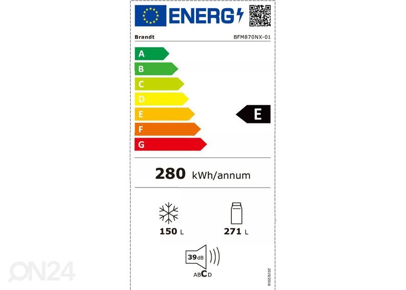Side-by-side külmik Brandt BFM870NX suurendatud