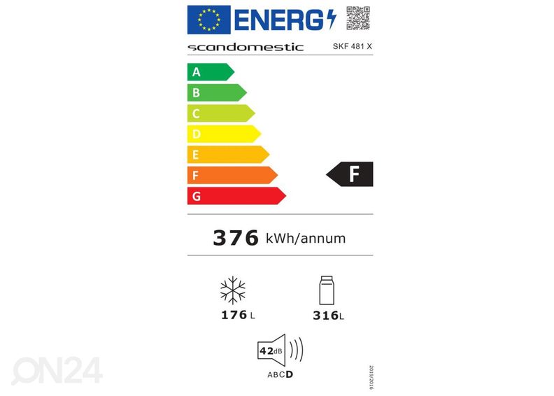 Side-by-side külmik Scandomestic SKF481X suurendatud