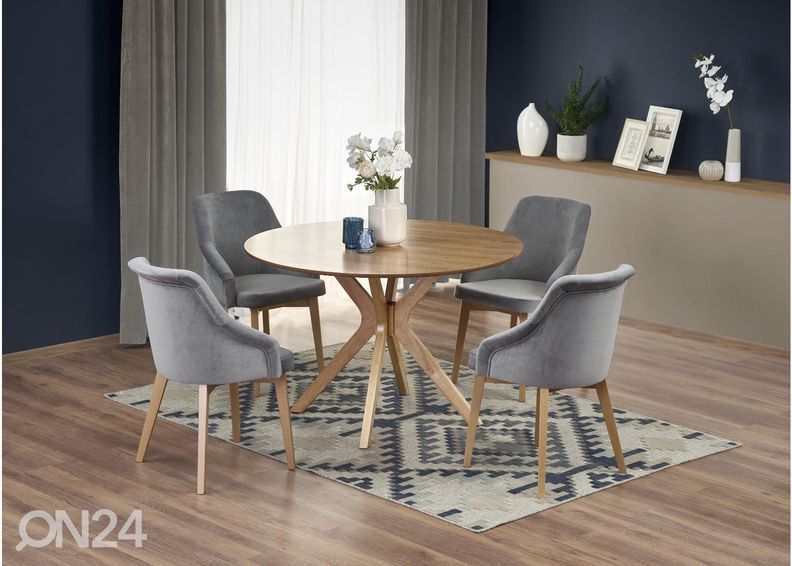 Söögilaud Ø 120 cm suurendatud