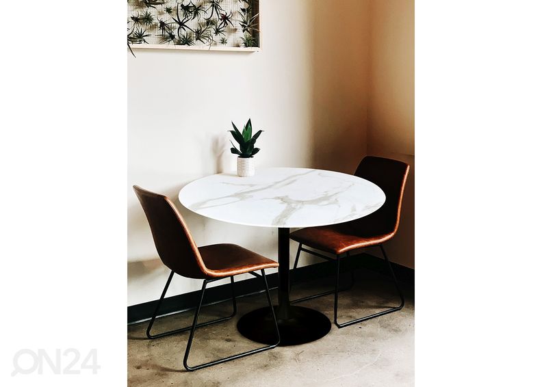 Söögilaud Ø100 cm, valge/must suurendatud