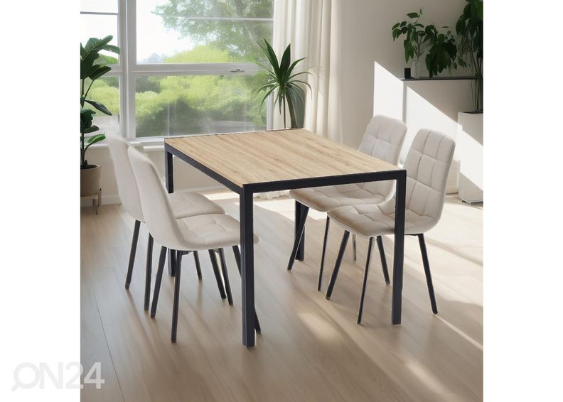 Söögilaud Claudia 120x80 cm + 4 tooli suurendatud