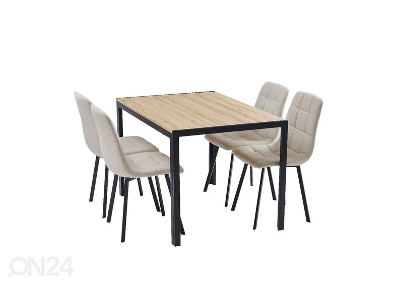 Söögilaud Claudia 120x80 cm + 4 tooli suurendatud