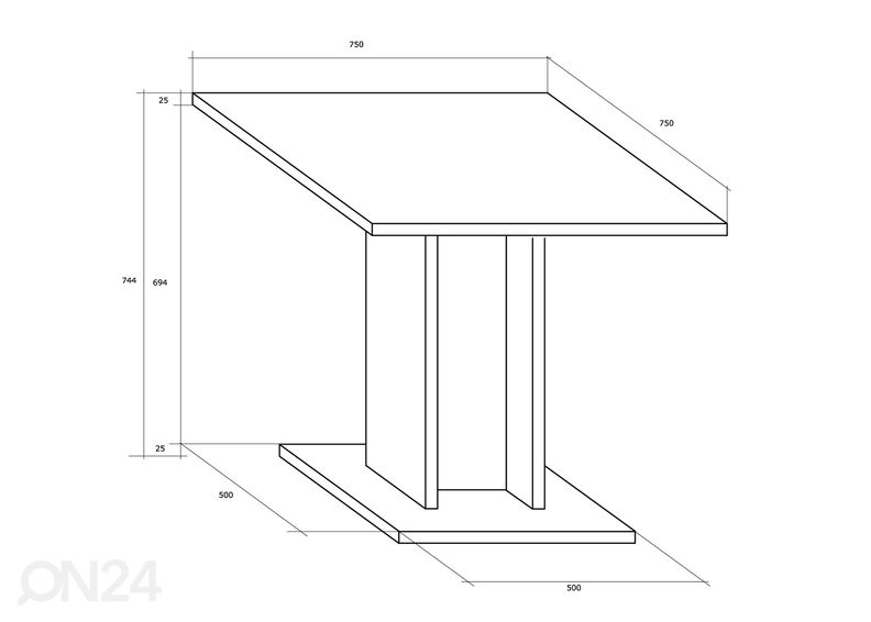 Söögilaud Leap 75x75 cm suurendatud