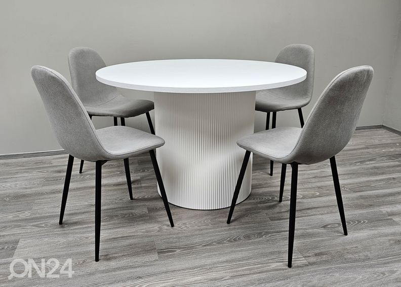 Söögilaud Sierra Ø 120 cm + toolid Sara 4 tk suurendatud