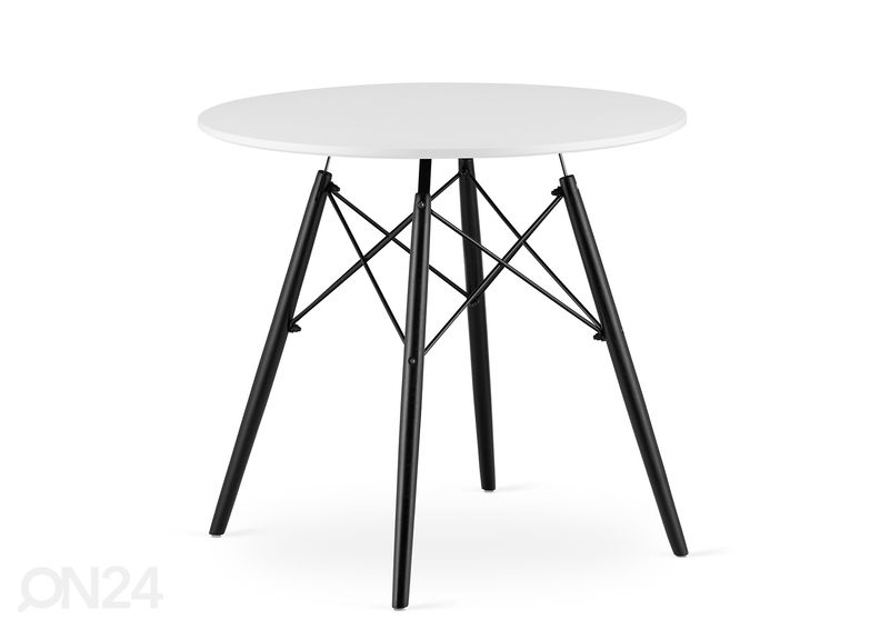 Söögilaud Todi Ø80 cm, valge/must suurendatud