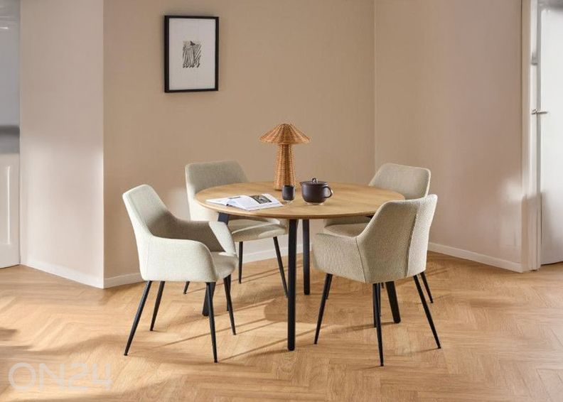 Söögilaud Ziida D120 tamm/must suurendatud