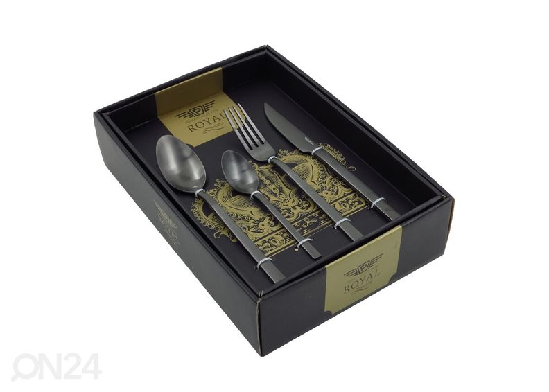 Söögiriistade komplekt Duke, must 24 tk suurendatud