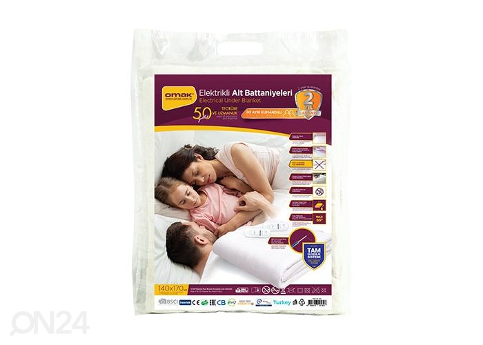 Soojendusega tekk, Elektrilise soojendusega tekk, Kahele kaks pulti Omak 140x170 cm suurendatud