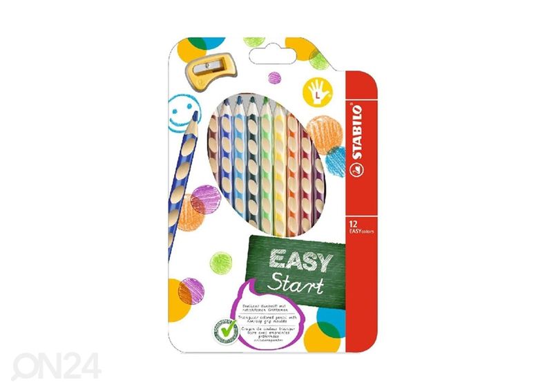 Stabilo värvipliiats, 12 värvi+ teritaja suurendatud