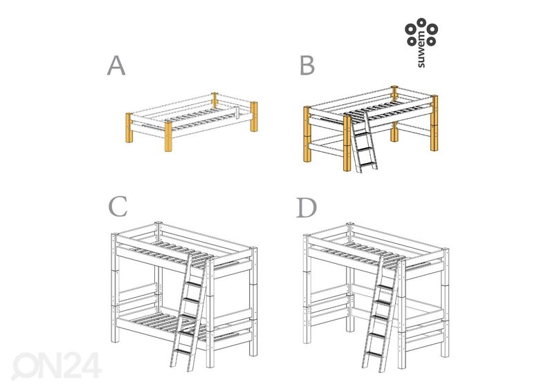 Suwem "BED for LIFE" narivoodi Lahe kaldredeliga 90x200 cm suurendatud