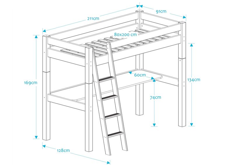 Suwem lauaga narivoodi Lahe, kalderedeliga 80x200 cm suurendatud