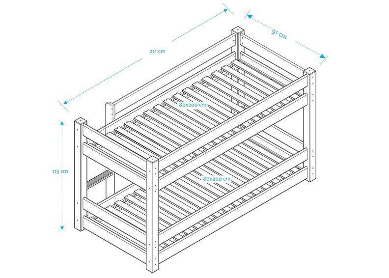 Suwem madal narivoodi Lahe 80x200 cm suurendatud
