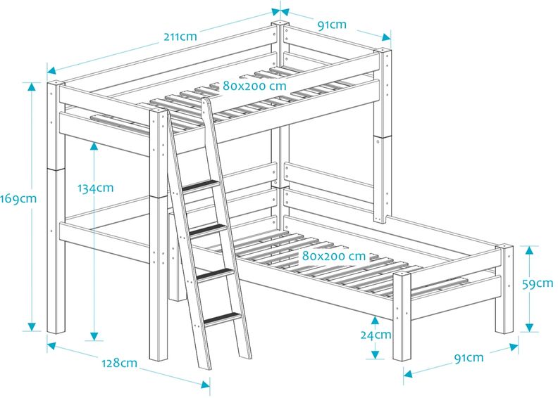Suwem narivoodi Lahe kaldredeliga nurgalahendusega 80x200 cm suurendatud