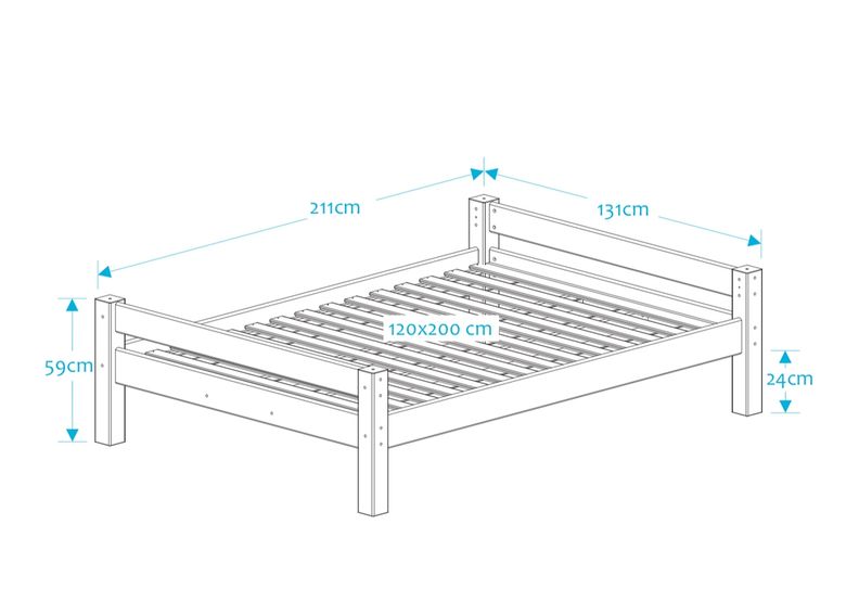 Suwem voodi Lahe 120x200 cm suurendatud
