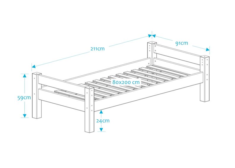 Suwem voodi Lahe 80x200 cm suurendatud