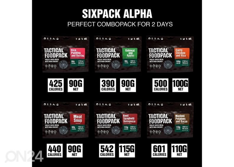 Tactical Foodpack Sixpack Alpha 595 g suurendatud