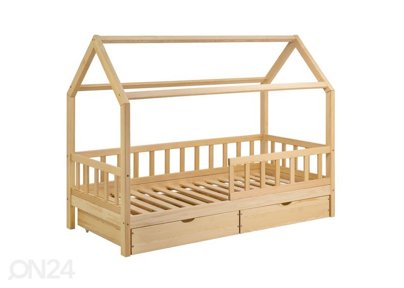 Täispuidust lastevoodi 80x160 cm + sahtlid suurendatud