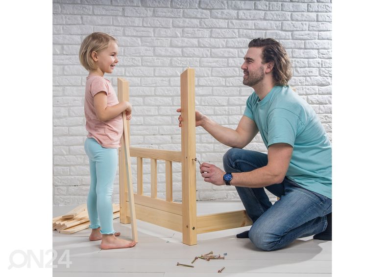 Täispuidust lastevoodi 80x160 cm + sahtlid suurendatud