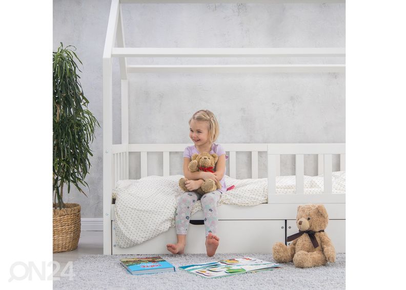 Täispuidust lastevoodi 90x200 cm + sahtlid suurendatud