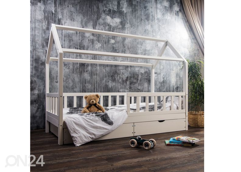 Täispuidust lastevoodi 90x200 cm + sahtlid suurendatud