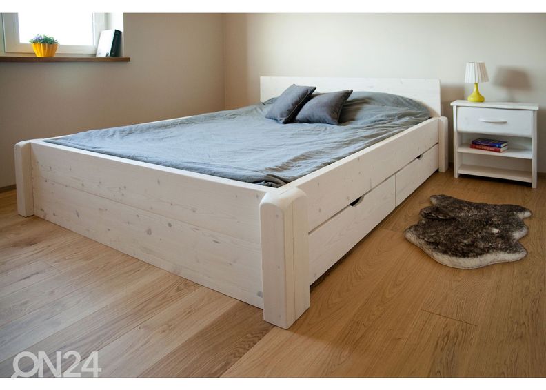 Täispuidust voodi pesukastidega Country Extra 120x200 cm suurendatud