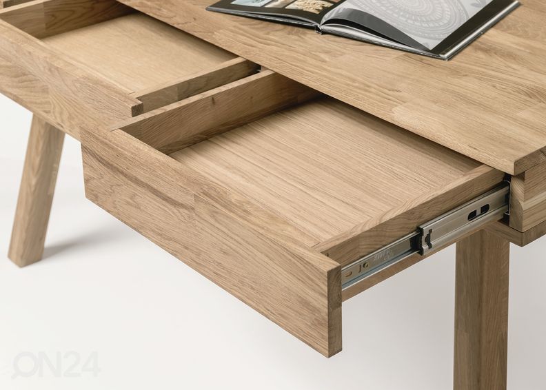 Tammepuidust kirjutuslaud Modern 1, valge õli suurendatud