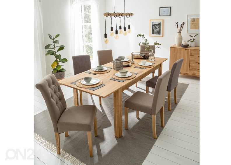 Tammepuidust pikendatav söögilaud Liina 140-200x90 cm suurendatud