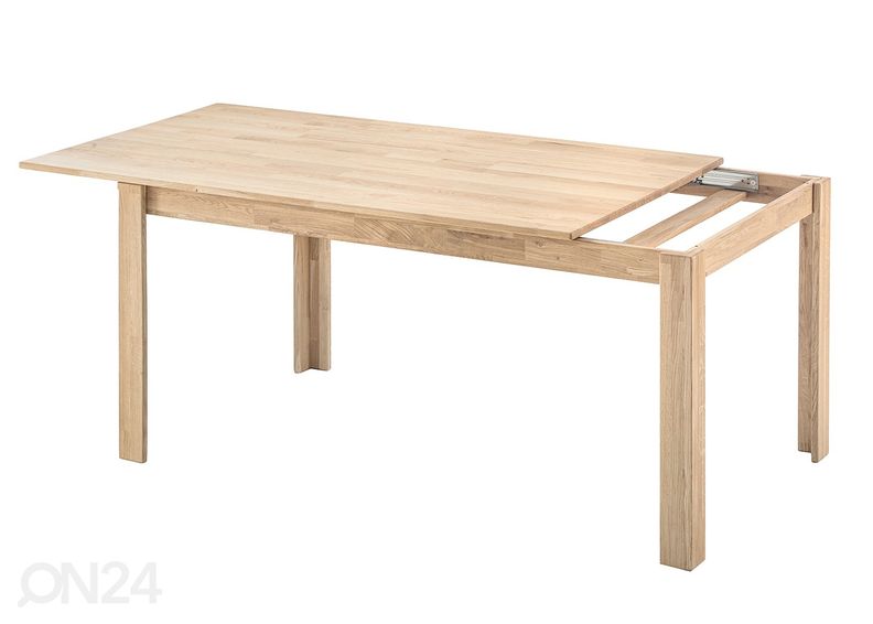Tammepuidust pikendatav söögilaud Liina 140-200x90 cm, valge õli suurendatud
