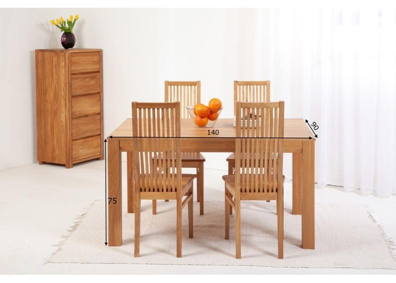 Tammepuidust söögilaud London 140x90 cm suurendatud