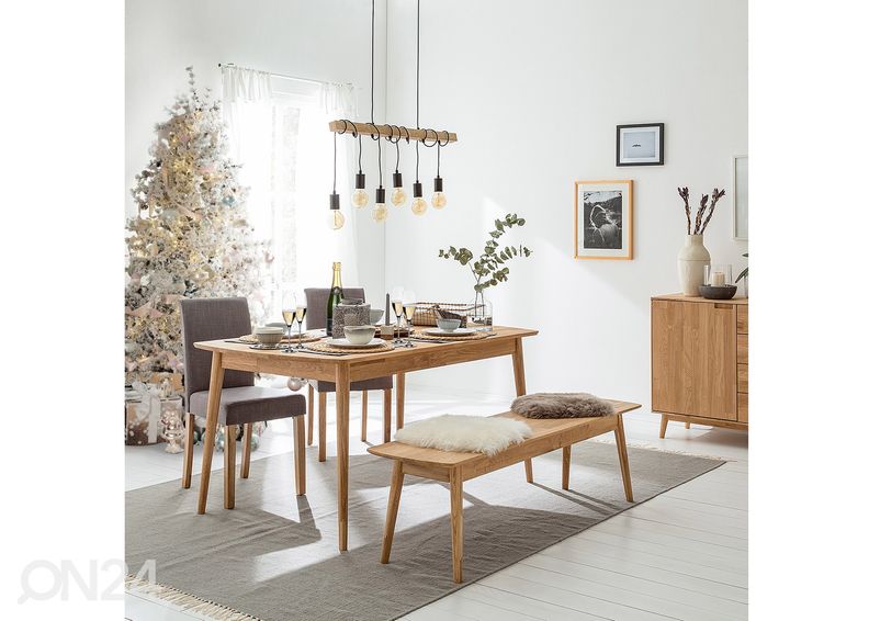 Tammepuidust söögilaud Scan 120x70 cm suurendatud