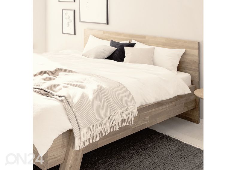 Tammepuidust voodi Emma 180х200 cm, valge õli suurendatud
