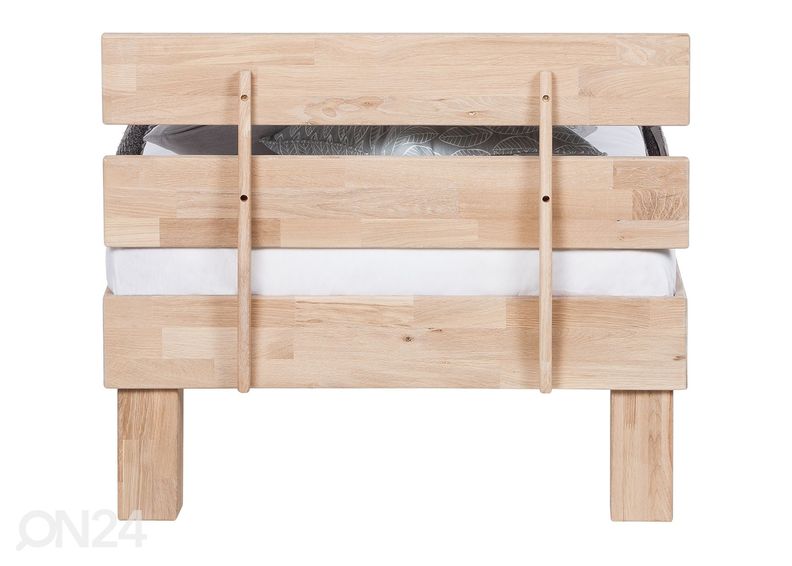 Tammepuidust voodi Judith 90x200 cm, valge õli suurendatud