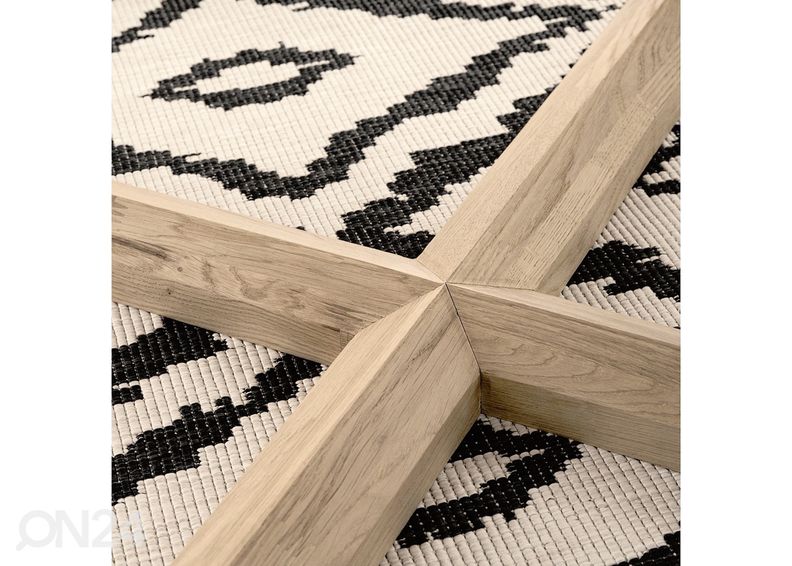 Tammepuust pikendatav söögilaud Merbi 120/160x120 cm, valge õli suurendatud