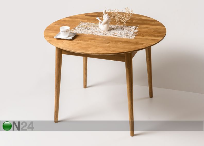 Tammepuust pikendatav söögilaud Scan 100/130x100 cm suurendatud