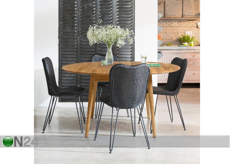 Tammepuust pikendatav söögilaud Scan 100/130x100 cm suurendatud