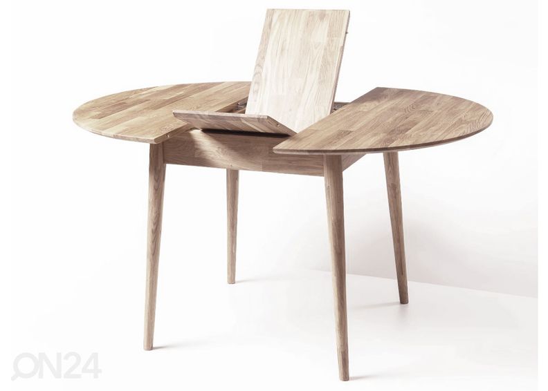 Tammepuust pikendatav söögilaud Scan 100/130x100 cm, valge õli suurendatud