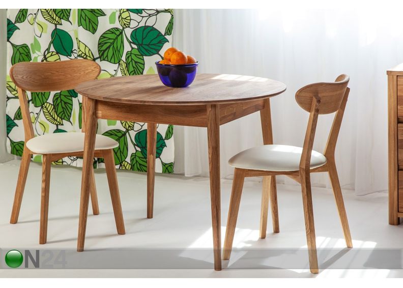 Tammepuust söögilaud Scan Ø85 cm suurendatud