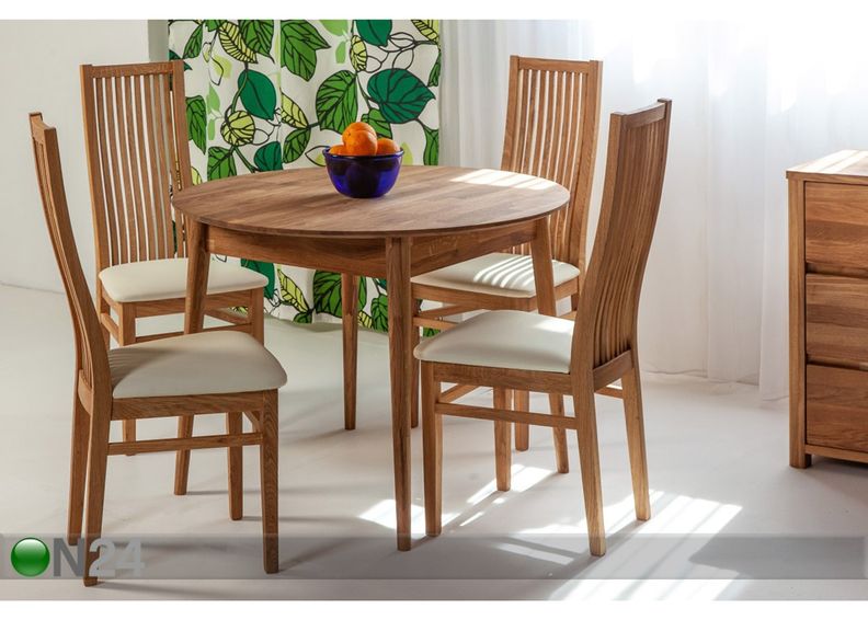 Tammepuust söögilaud Scan Ø85 cm suurendatud