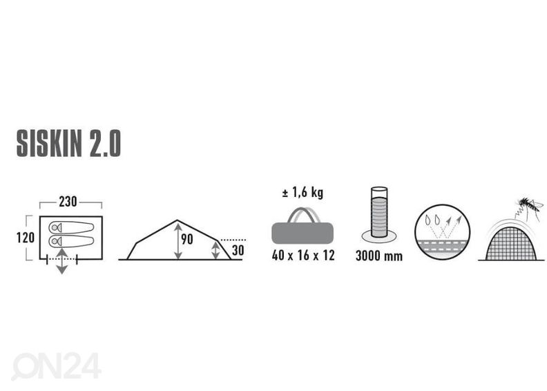 Telk Siskin High Peak, pesto/punane suurendatud