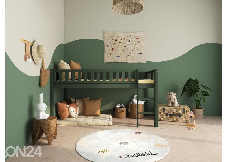 Thuka lastevoodi Viggo poolkõrge, roheline suurendatud