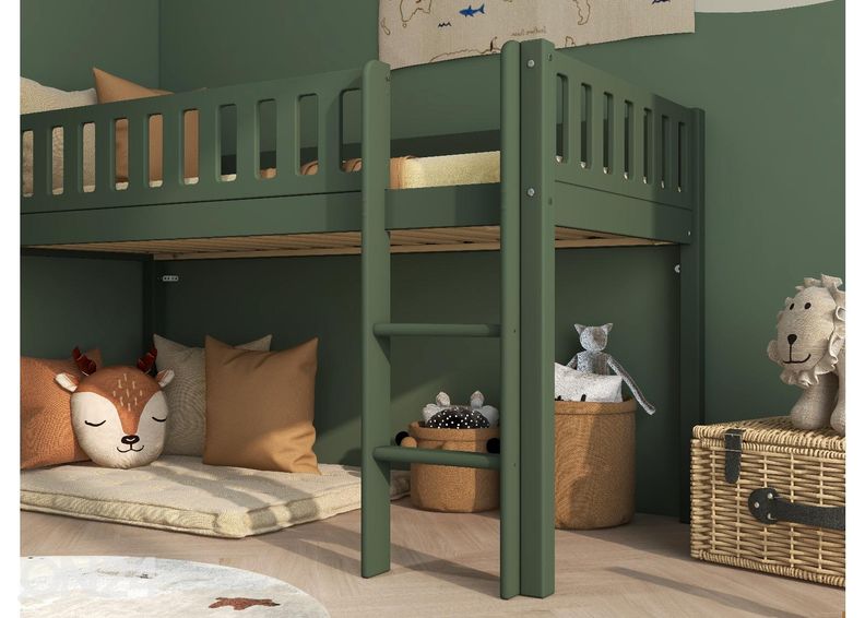 Thuka lastevoodi Viggo poolkõrge, roheline suurendatud