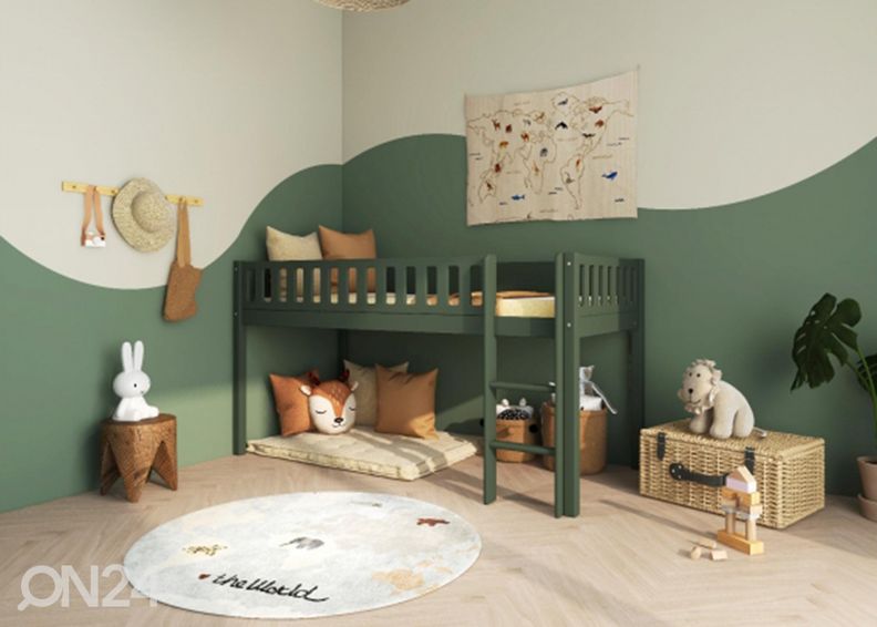 Thuka lastevoodi Viggo poolkõrge, roheline suurendatud